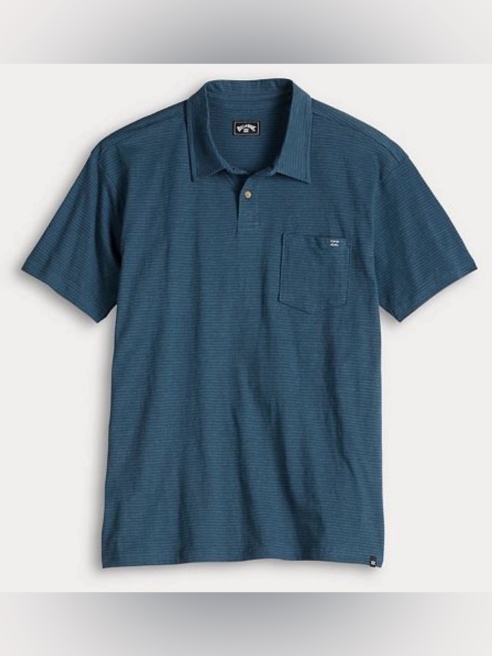 NWT Billabong Men's Striped Chest Pocket Knit Polo - Teal Blue